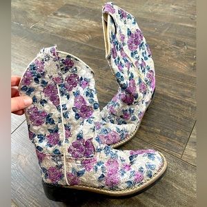 Girls Lace Glitter Cowboy Boots